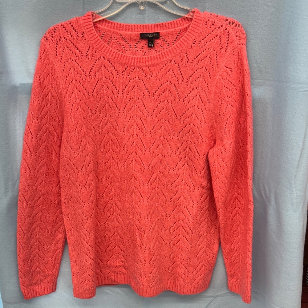 Talbots Vibrant Coral Crew Neck Sweater